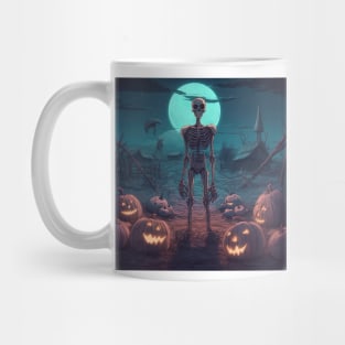 lonely skeleton during halloween Mug